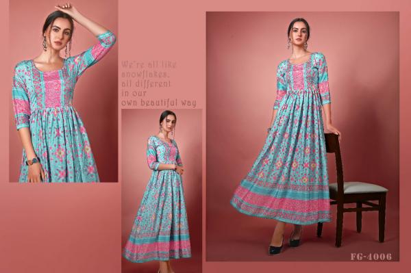 Fg Jennifer 4006 Fancy Chinon Anarkali Long Kurti Collection